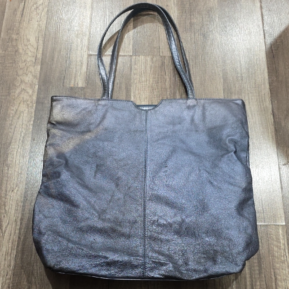 WILSONS LEATHER Limited Edition Metallic Irridescent Leather Tote Bag Goth